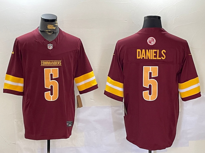 Men's Washington Commanders Jayden Daniels #5 Burgundy Jersey